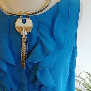 Kenneth cole. Blue Ruffle top szM [0068]